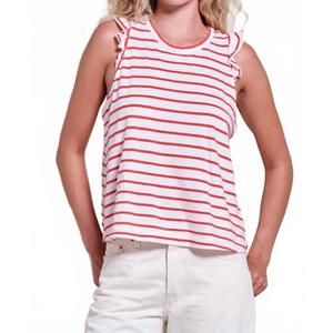 NEW SUNDRY ruffle stripe cami top in optic white